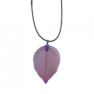 Pendentif feuille galvanisée multicolore