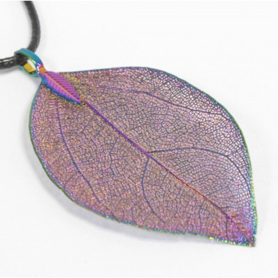 Pendentif feuille galvanisée multicolore