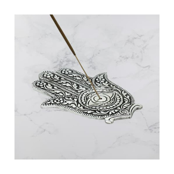 Porte-encens aluminium - Main de Fatma