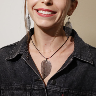 Parure feuilles galvanisées - étain