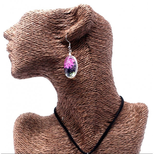 Boucles d'oreilles verre et fleurs