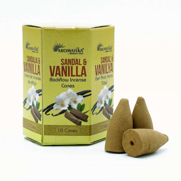 Cônes d'encens Masala à refoulement Aromatika (boîte de 10) - Santal & Vanille